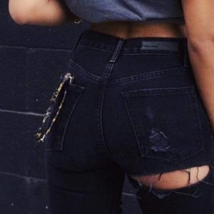 GRLFRND Karolina Straight Leg Distressed Jeans